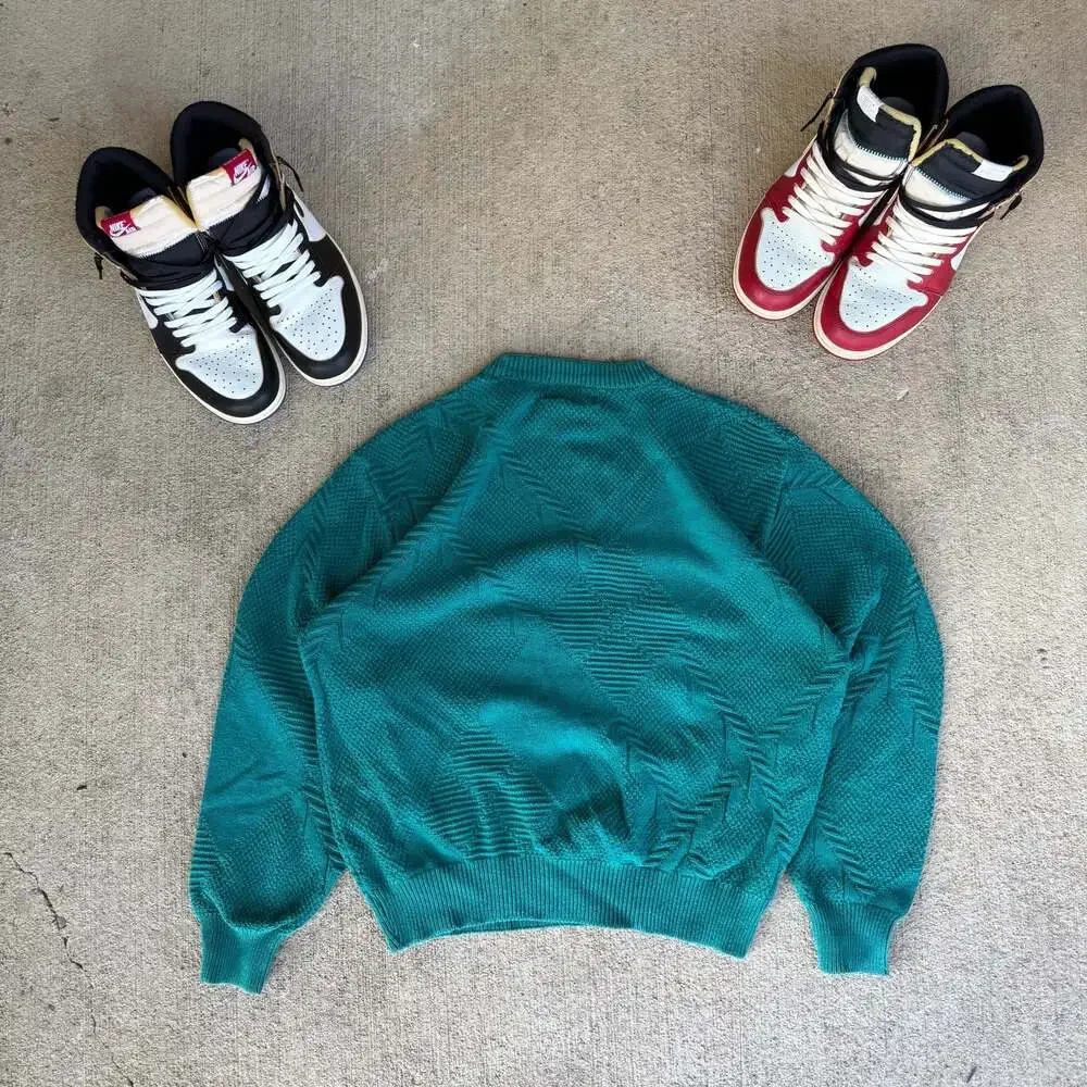 Vintage Croft & Barrow Textured Golf Embroidered Cotton Crewneck Sweater